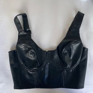 Revolve - Superdown Black Leather Bustier w/ Grommet Straps